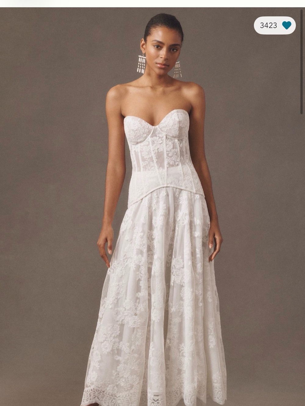 V. Chapman Strapless White Lace Corset Maxi Dress